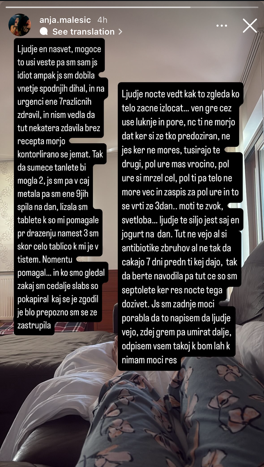 Anja Malešič Anja Malešič, Instagram zgodba,