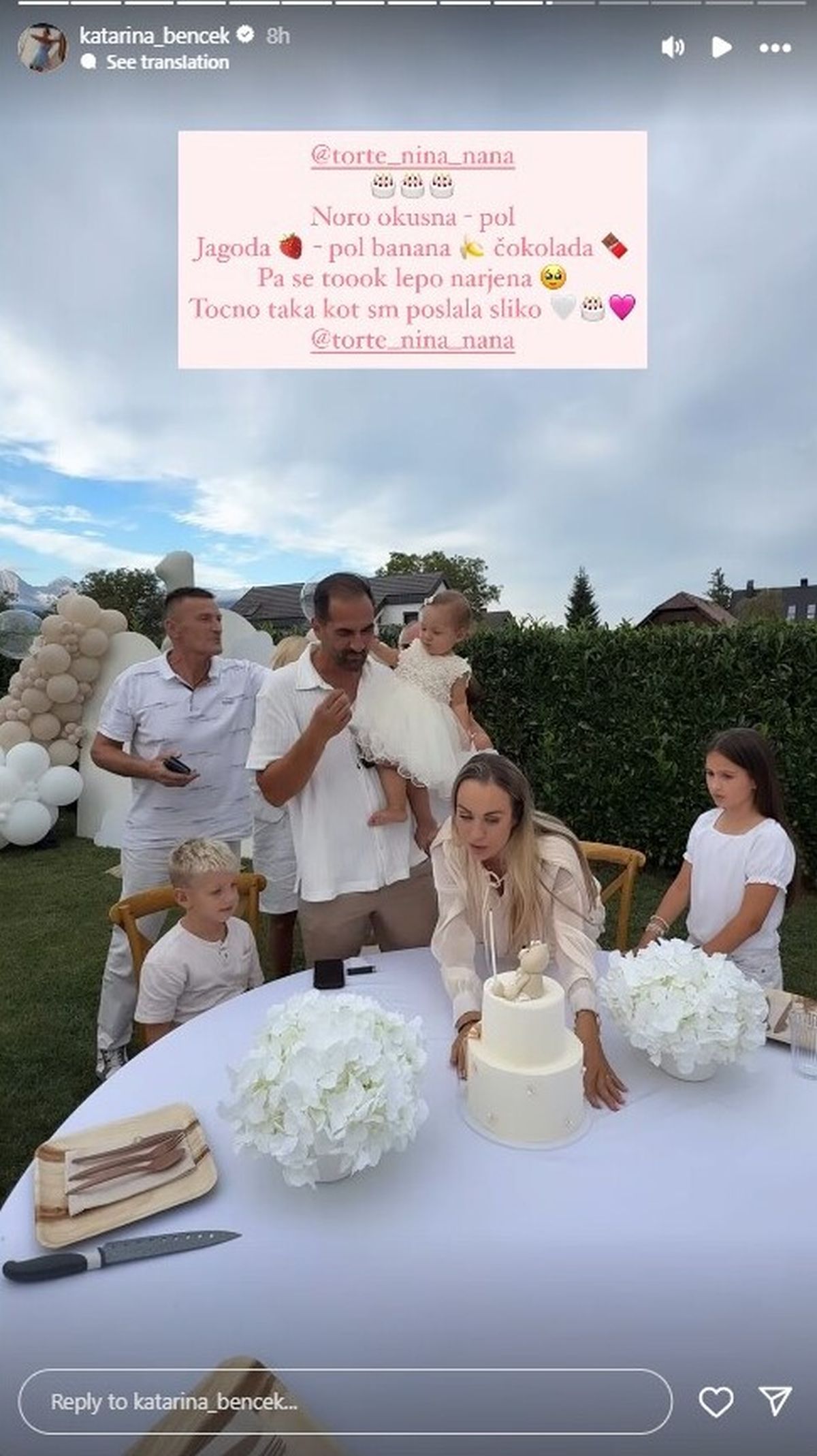 katarina benček Instagram zgodba, zabava, Katarina Benček, družina,