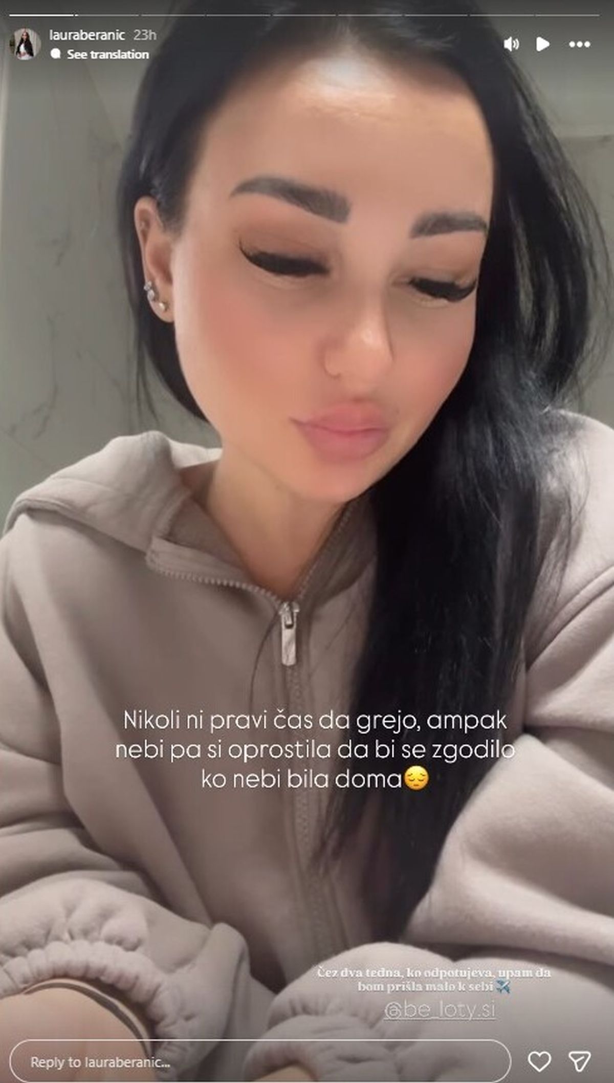 Instagram zgodba Laura Beranić, Instagram,