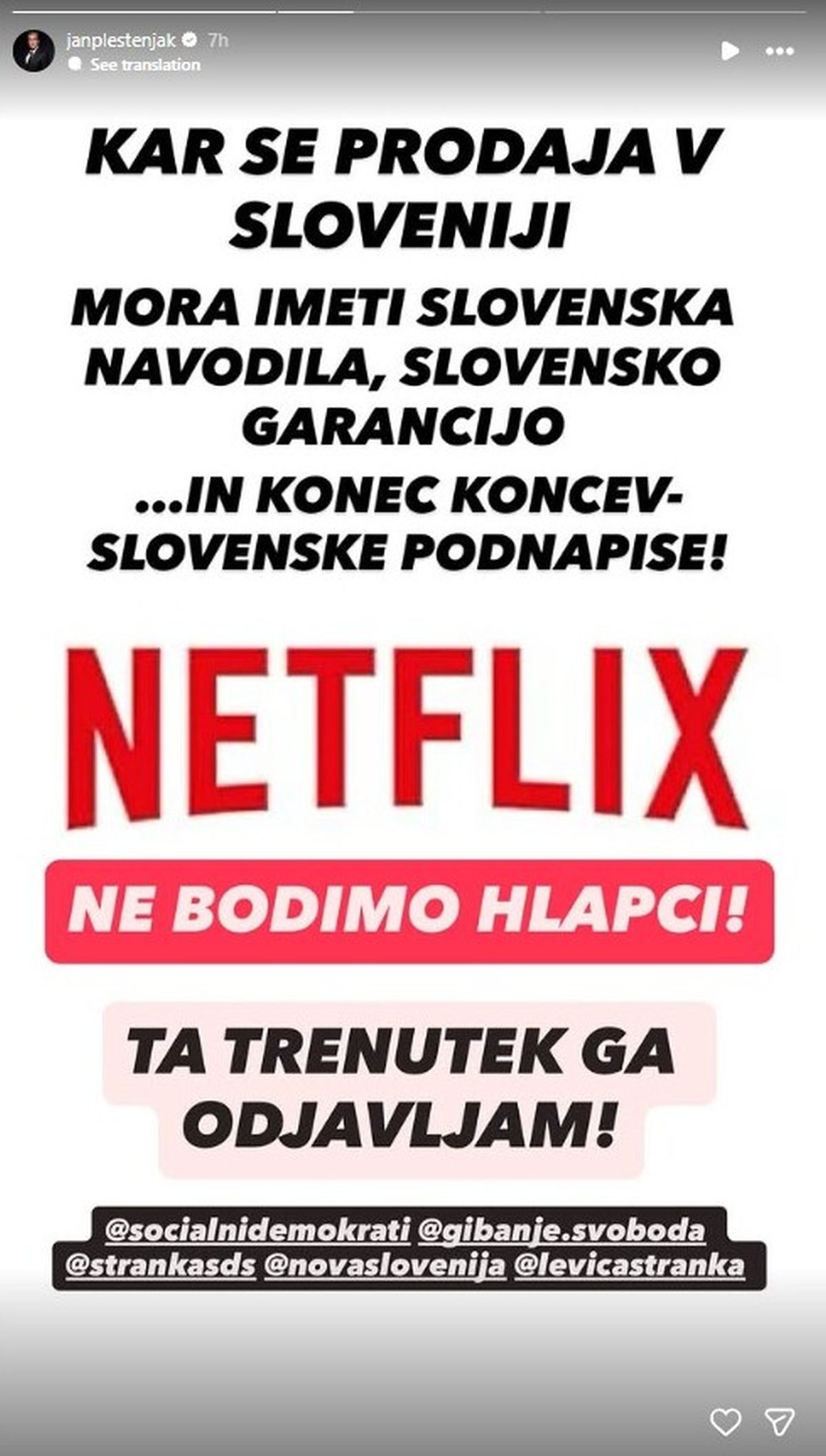 jan plestenjak Jan Plestenjak, Instagram, sporočilo,