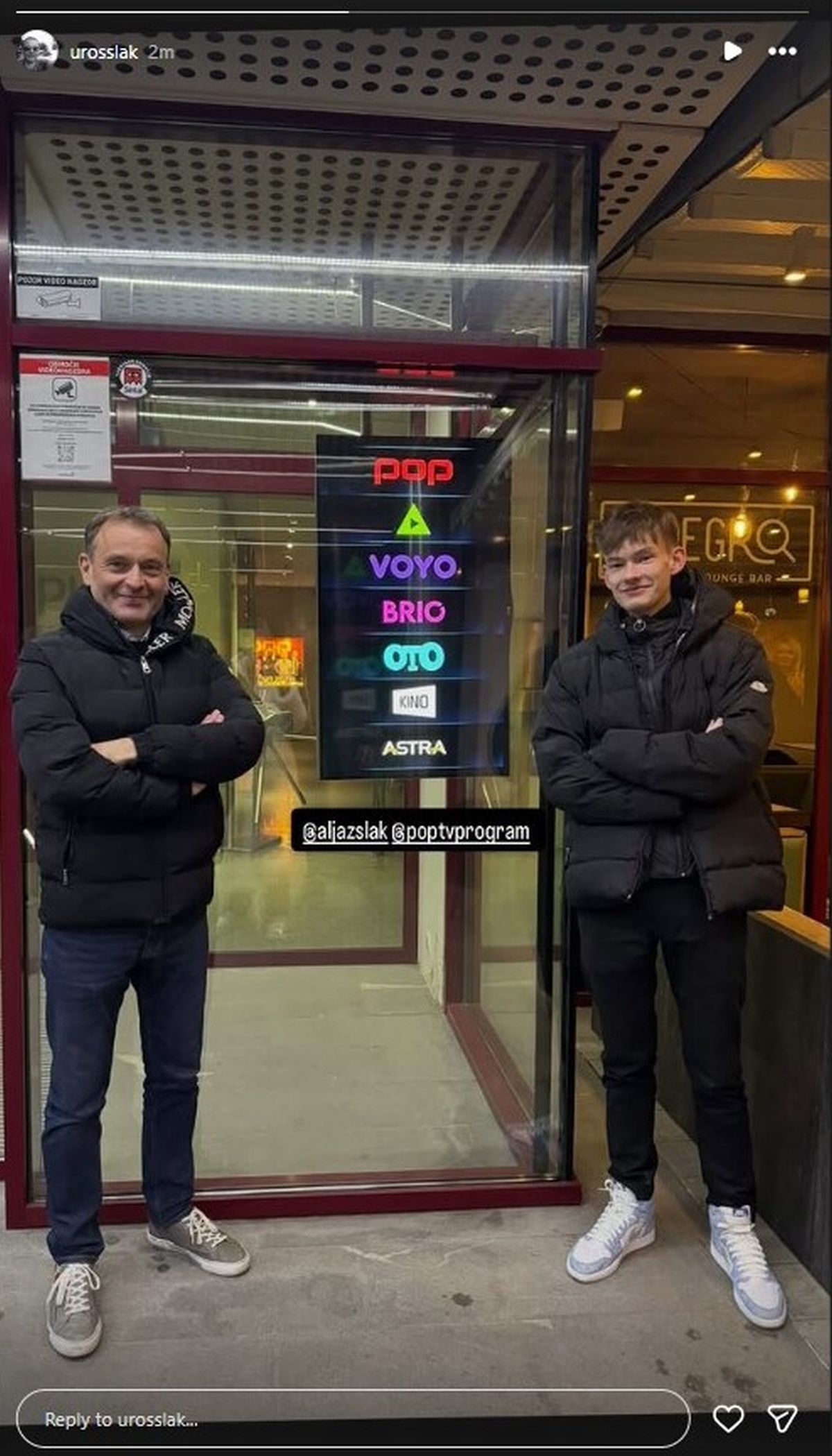 Instagram zgodba Instagram, Uroš Slak, Aljaž,