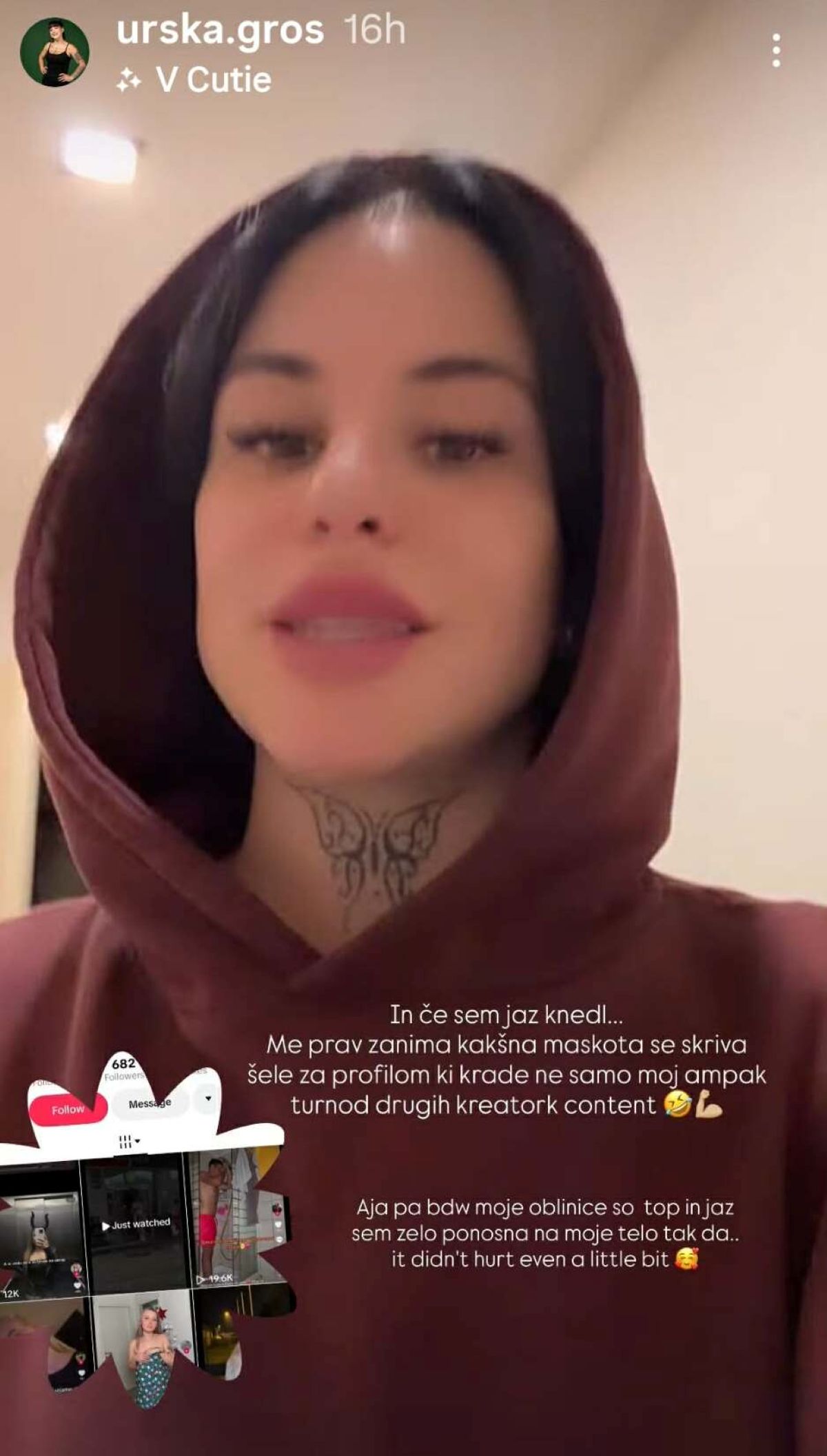 Insatgram Urška Gros, Instagram, posnetek,