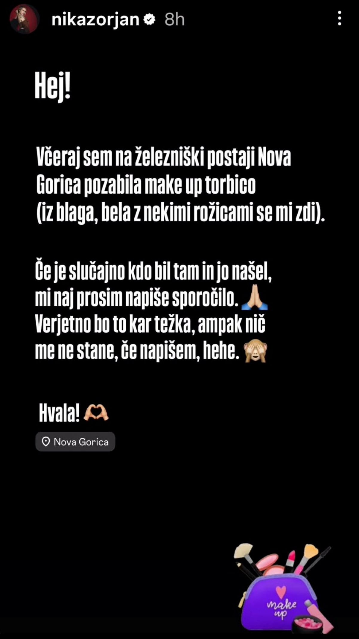 Instagram zgodba, Nika Zorjan, 