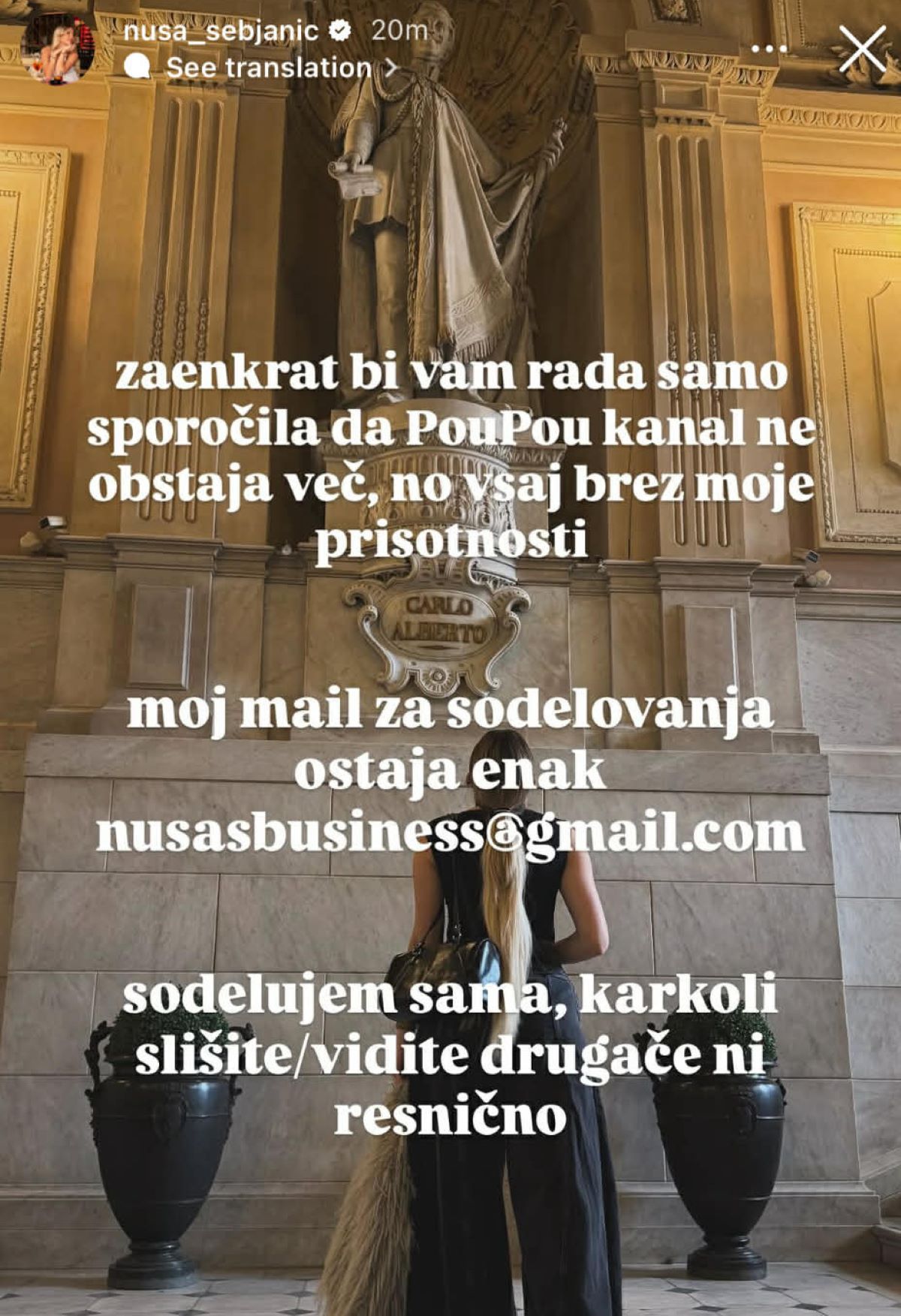 instagram Nuša, sporočilo, Instagram,
