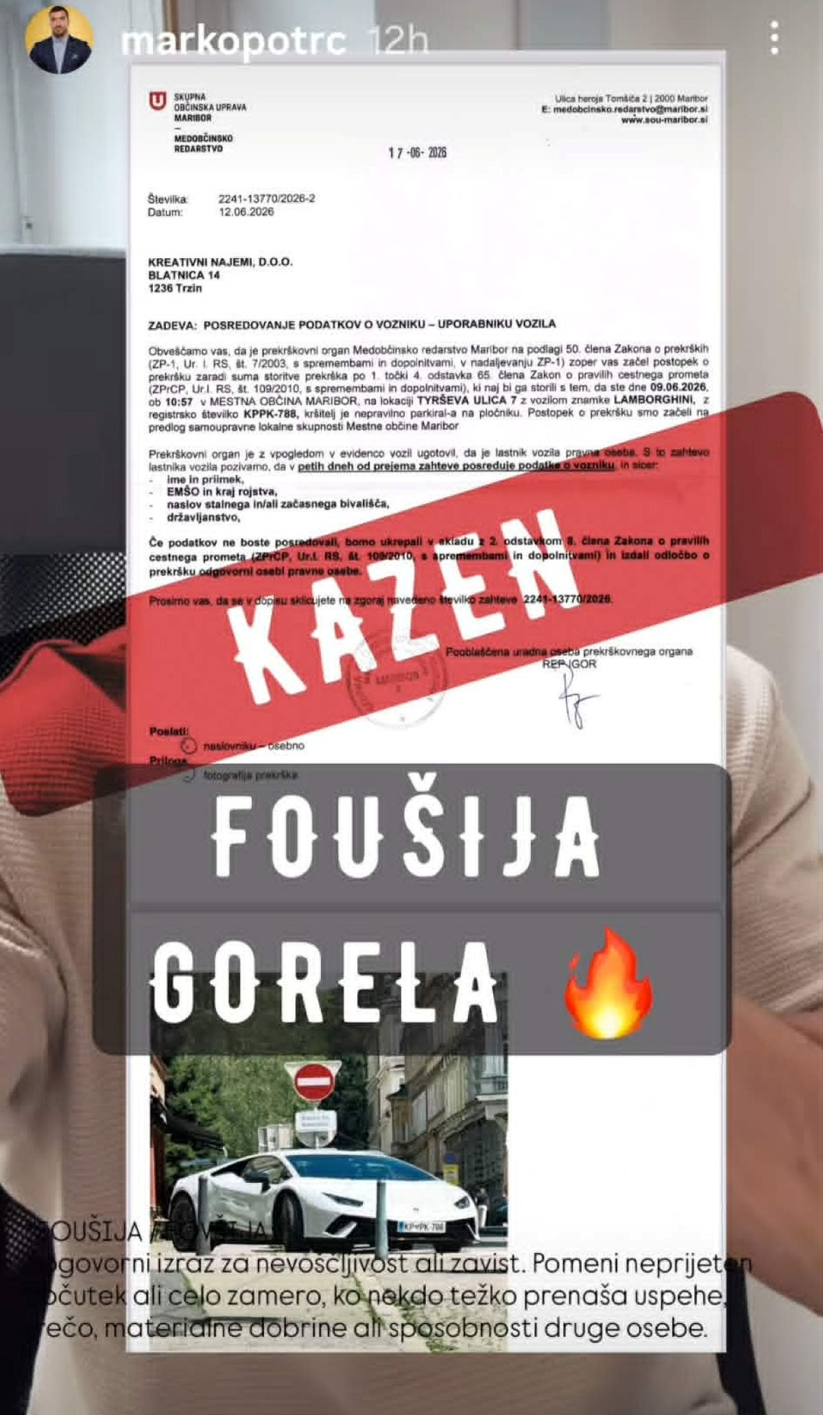 Instagram zgodba Marko Potrč