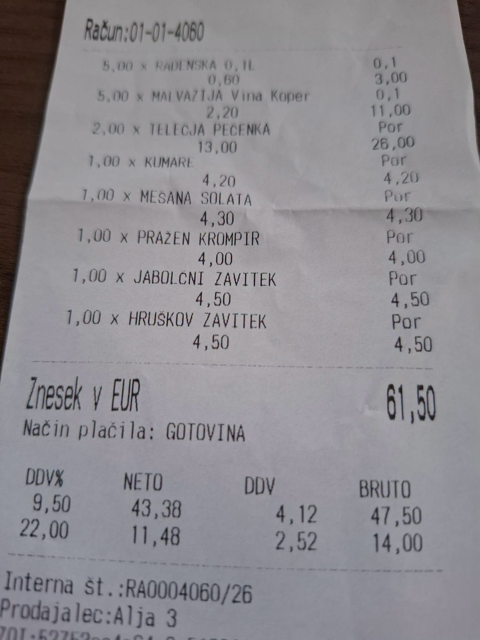 gostilna račun
