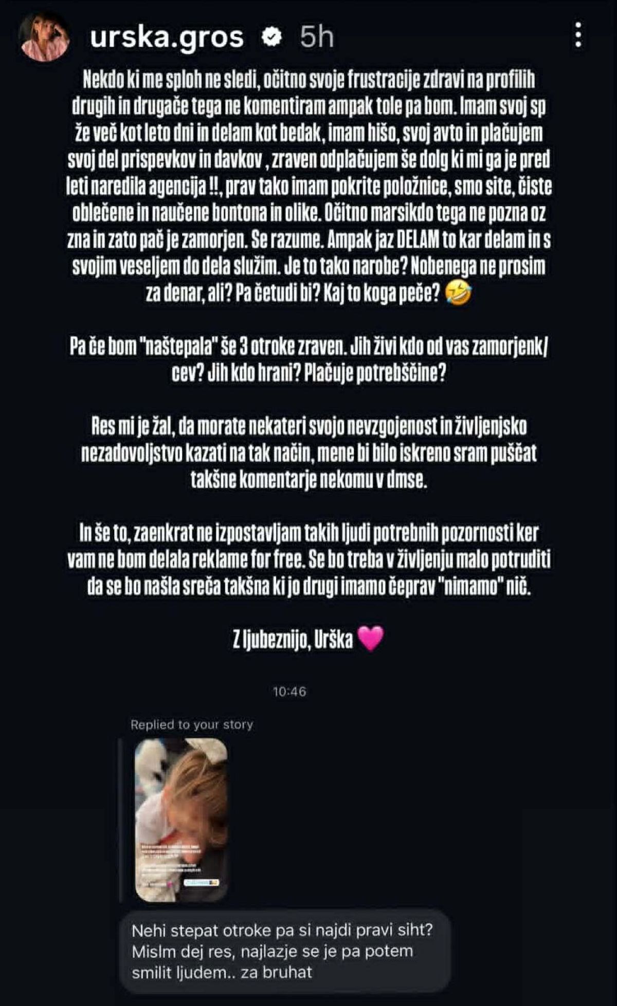 instagram sporočilo