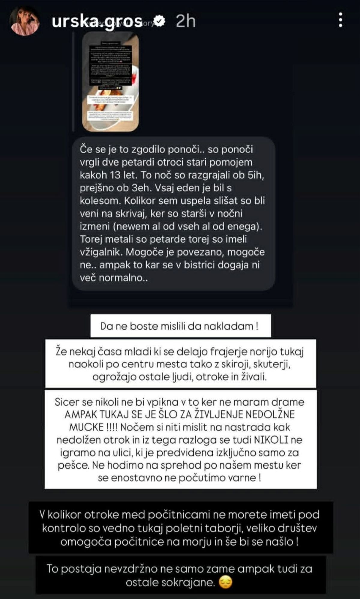 sporočilo Urške Gros