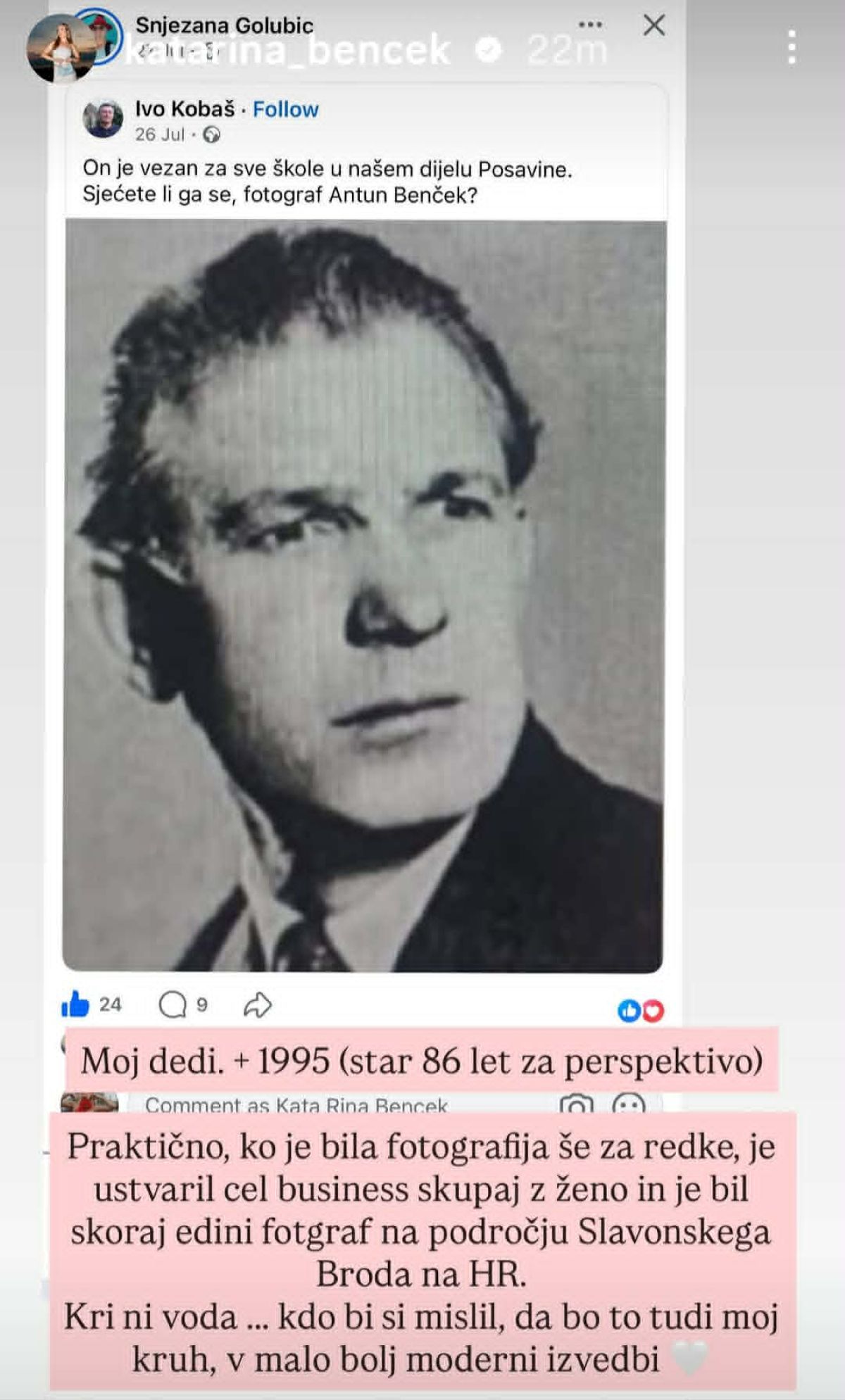 Antun benček, Instagram,